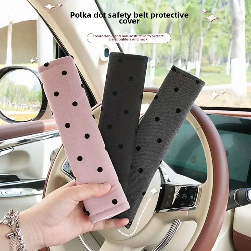 Auto sicherheit gürtel schulter abdeckung polka dot bogen auto sicherheit gürtel schutzhülle weiche anti tragen auto liefert weibliche Zubehör Image