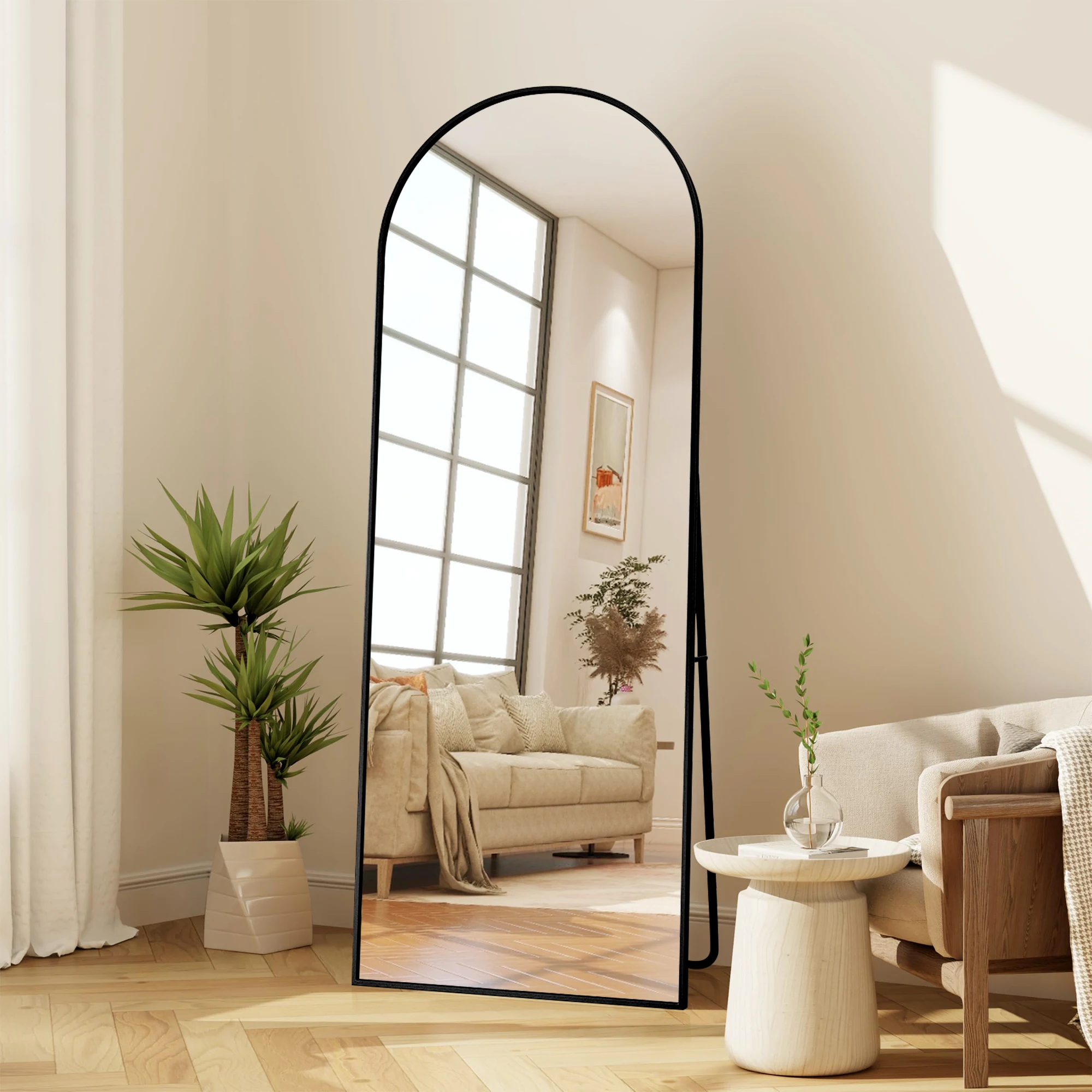 Anajqaqia 164–177 cm großer Ganzkörperspiegel, bodenstehender Spiegel mit Metallrahmen, Wandspiegel für Wohnzimmer, Schlafzimmer