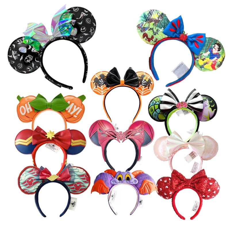 Lates Disney Mickey Mouse Stirnband Schneewittchen Rot Apfel Große Schleifen LED OHREN KOSTÜM Stirnband Cosplay Plüsch Erwachsene/Kind Stirnband Geschenk Image