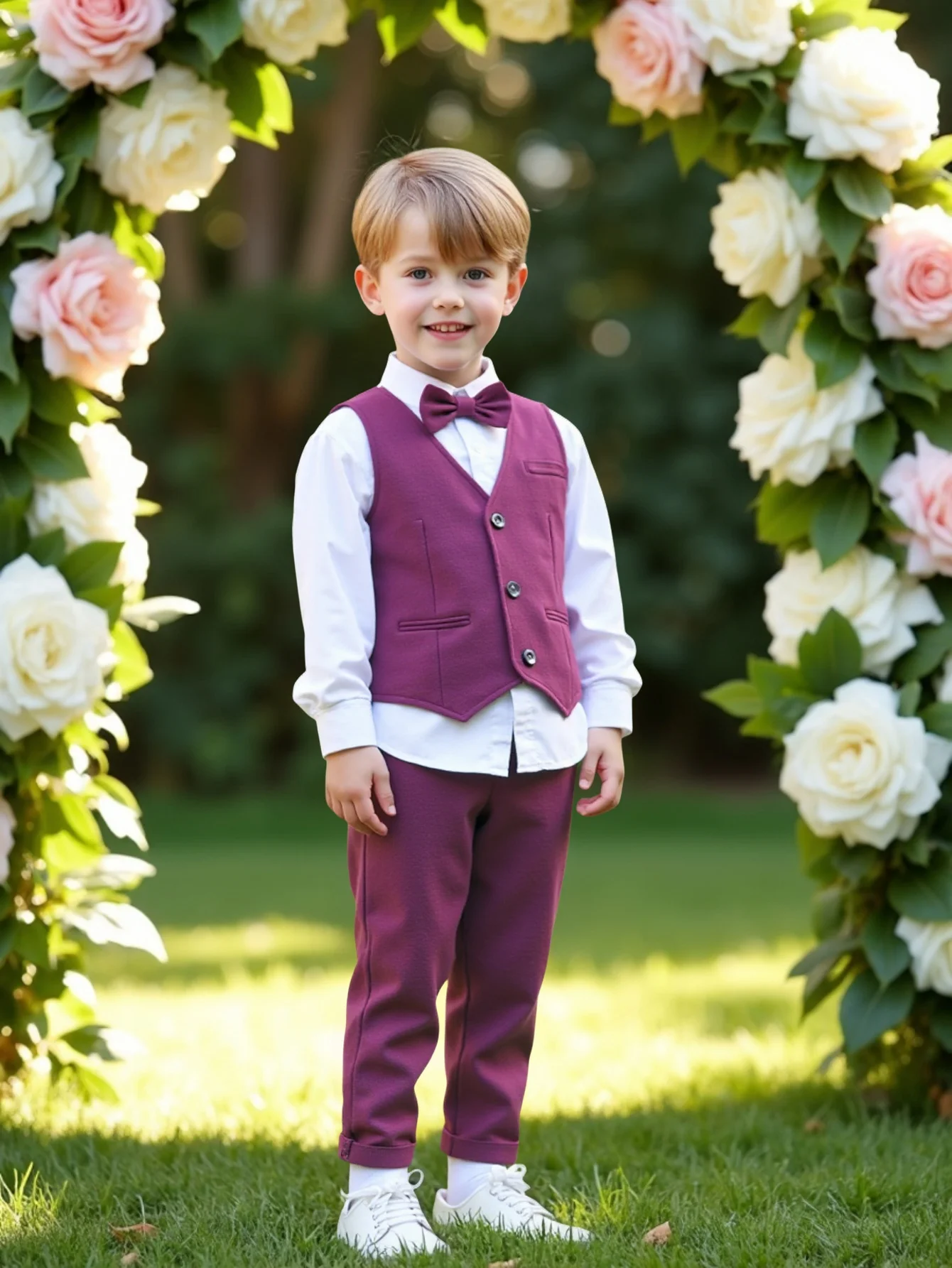 3-teiliger Herrenanzug für Jungen, Weste, langärmeliges Hemd und Hose, geeignet für die Eröffnungszeremonie, Hochzeit, Geburtstag Image