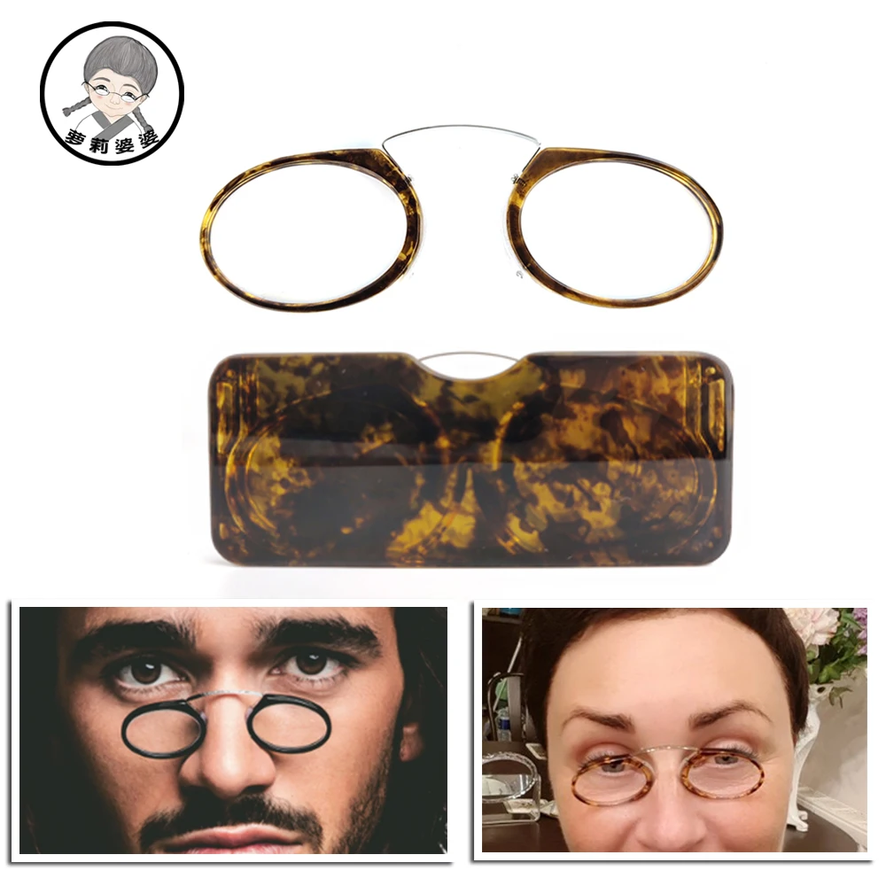 Clip Nose Mini Lesebrille Männer Frauen Leser Brille Brillen ohne Koteletten Pince-nez Image