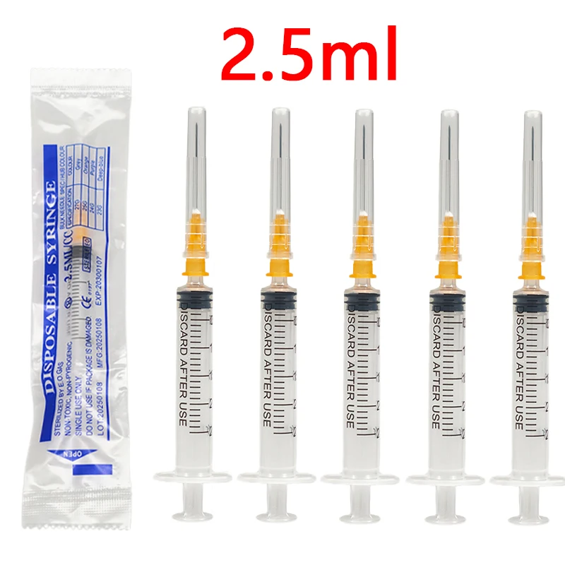 2,5 ml sterile Einweg-Luer-Slip-Spritze mit 23G-Nadel, einzeln verpackt für Veterinärmedizin, Tiergebrauch, 100 Stück Image