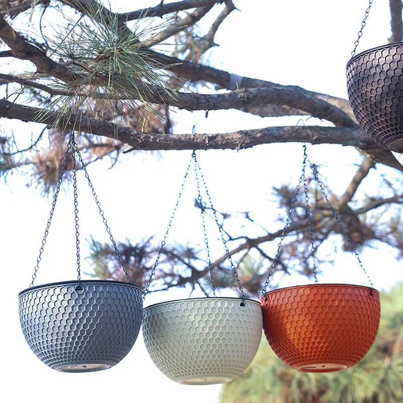 1 Stück Kettentyp Hängekorb Kunststoff Blumentopf Garten Außenpflanze Hängender Blumentopf Image
