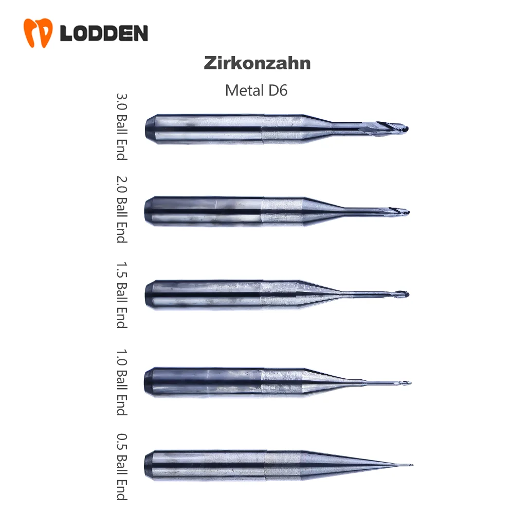 Zirkonzahn Metall D6 Dentallabor Fräser für zahnärztliche Metallmaterialien Schleifwerkzeug Durchmesser 0,5/1,0/1,5/2,0/3,0 Kugelkopf Image