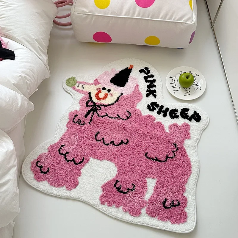 VIKAMA Niedlicher, waschartiger Teppich mit Cartoon-Formmuster für Wohnzimmer, Schlafzimmer, Decoration am Bett, rutschfester Bettteppich Image