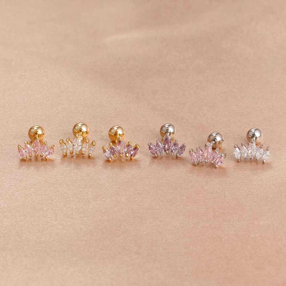 1PC Helix Ohr Piercing Stud Ohrringe Für Frauen Edelstahl Zirkon Krone Tragus Knorpel Piercing Zubehör Schmuck Geschenk Image