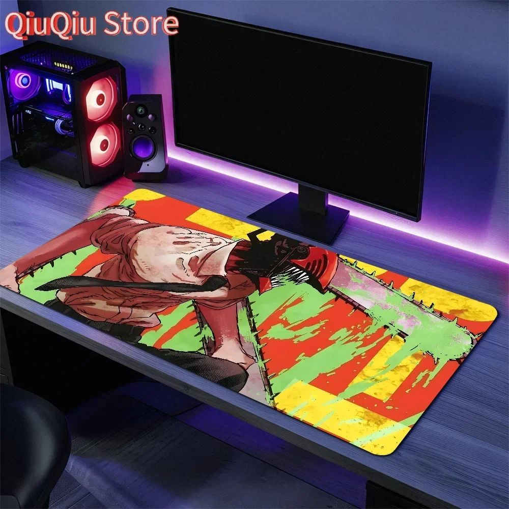 Mauspad C-Kettensäge Tastatur M-Man Ergonomisches Büro Gummi PC Rutschfest Anime Anti-Fray Home Custom Bester Preis Große Schreibtischunterlage Image