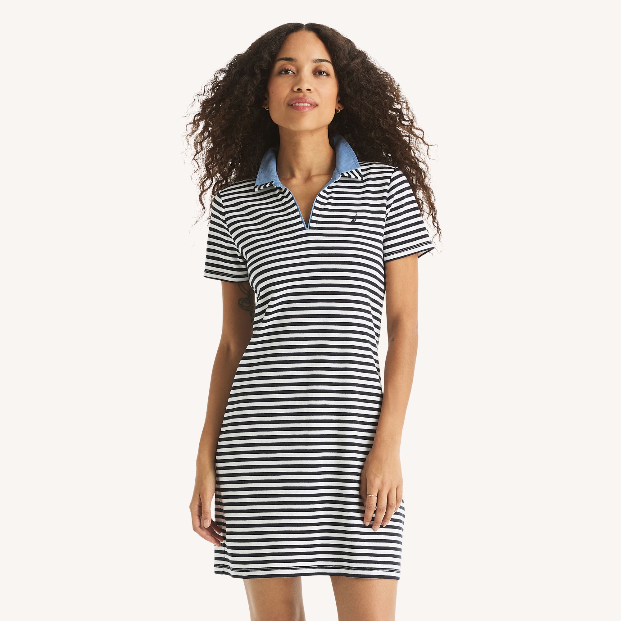 Nautica Women's Striped Short-Sleeve Collared Dress 401 (Navy), XXL