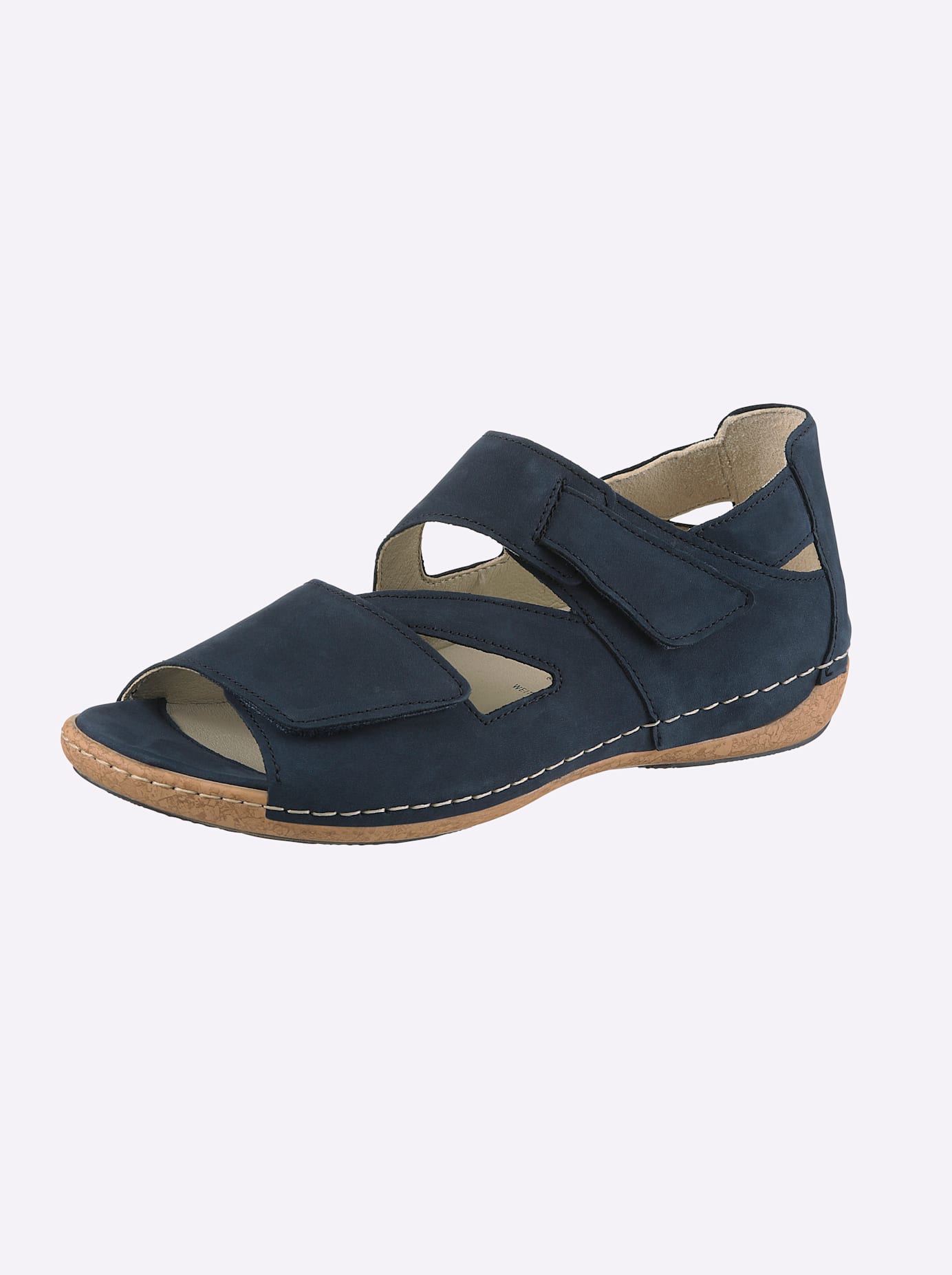 Sandalette WALDLÄUFER, Damen, Gr. 4,5, dunkelblau, Nubukleder, Schuhe Sandalette