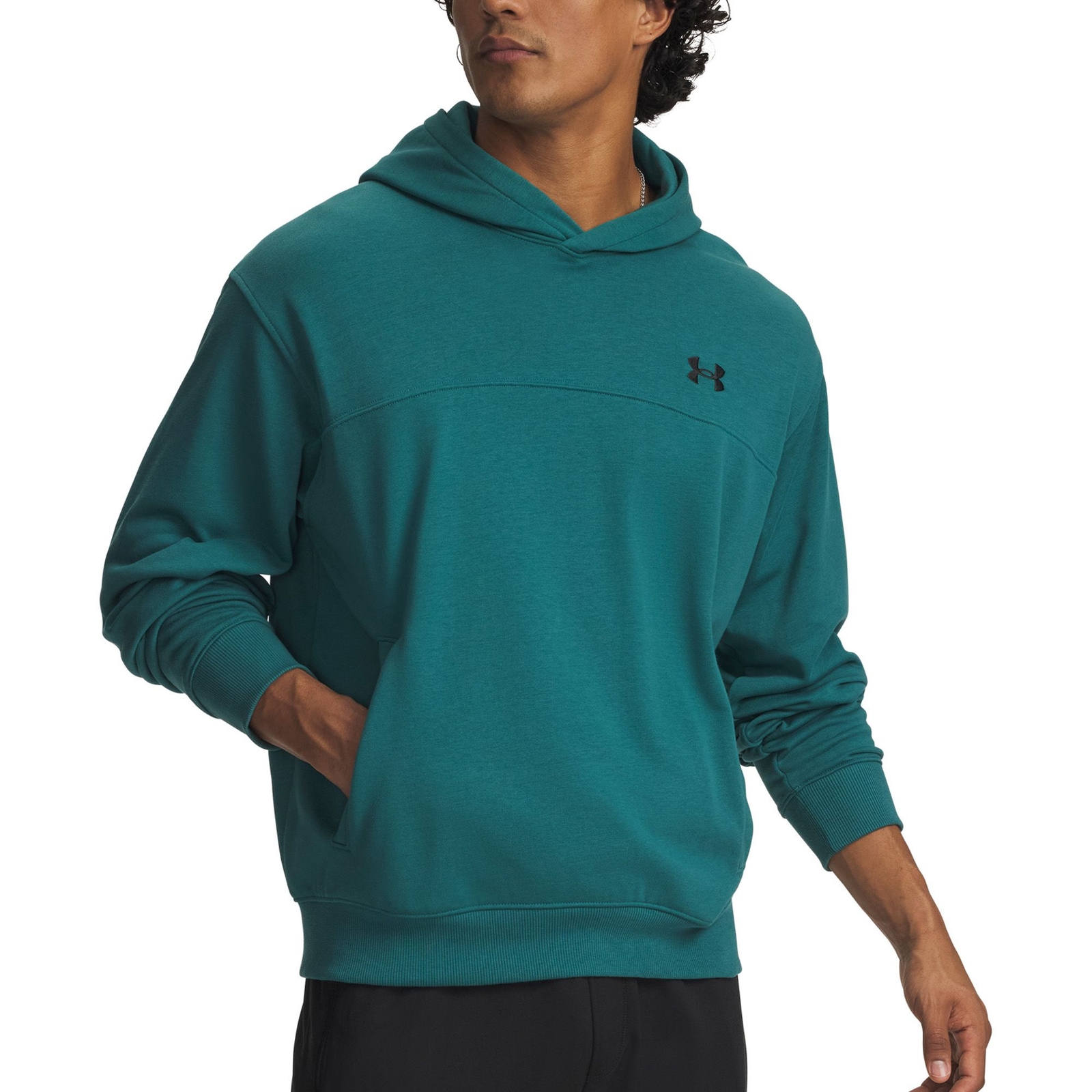 Under Armour Men's Rival Lightweight Hoodie (Size L) Rack Green/Black, Cotton,Polyester