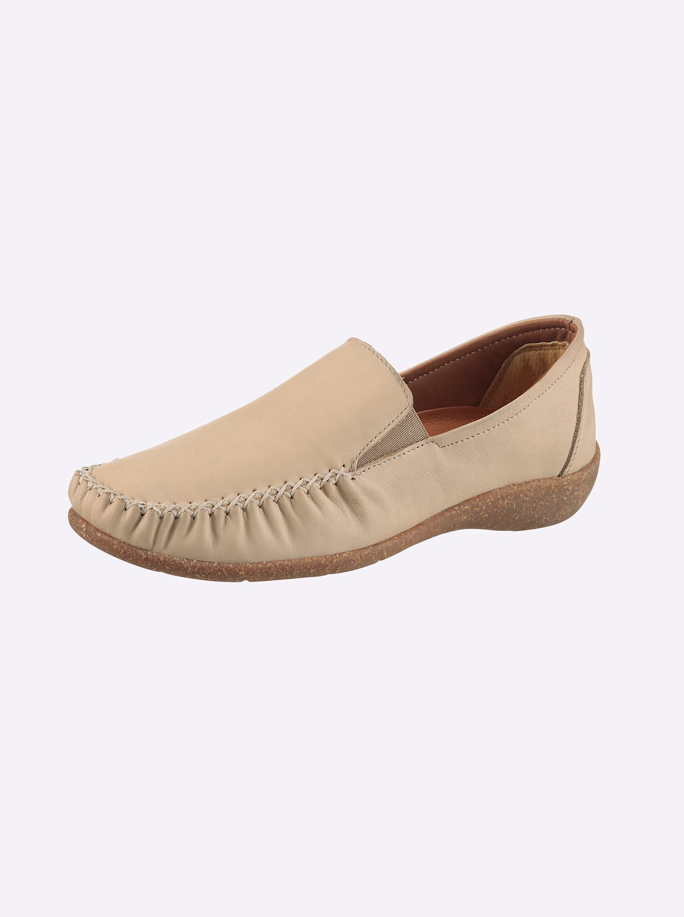 Slipper LORETTA, Damen, Gr. 36, sand, Glattleder, Schuhe Slipper