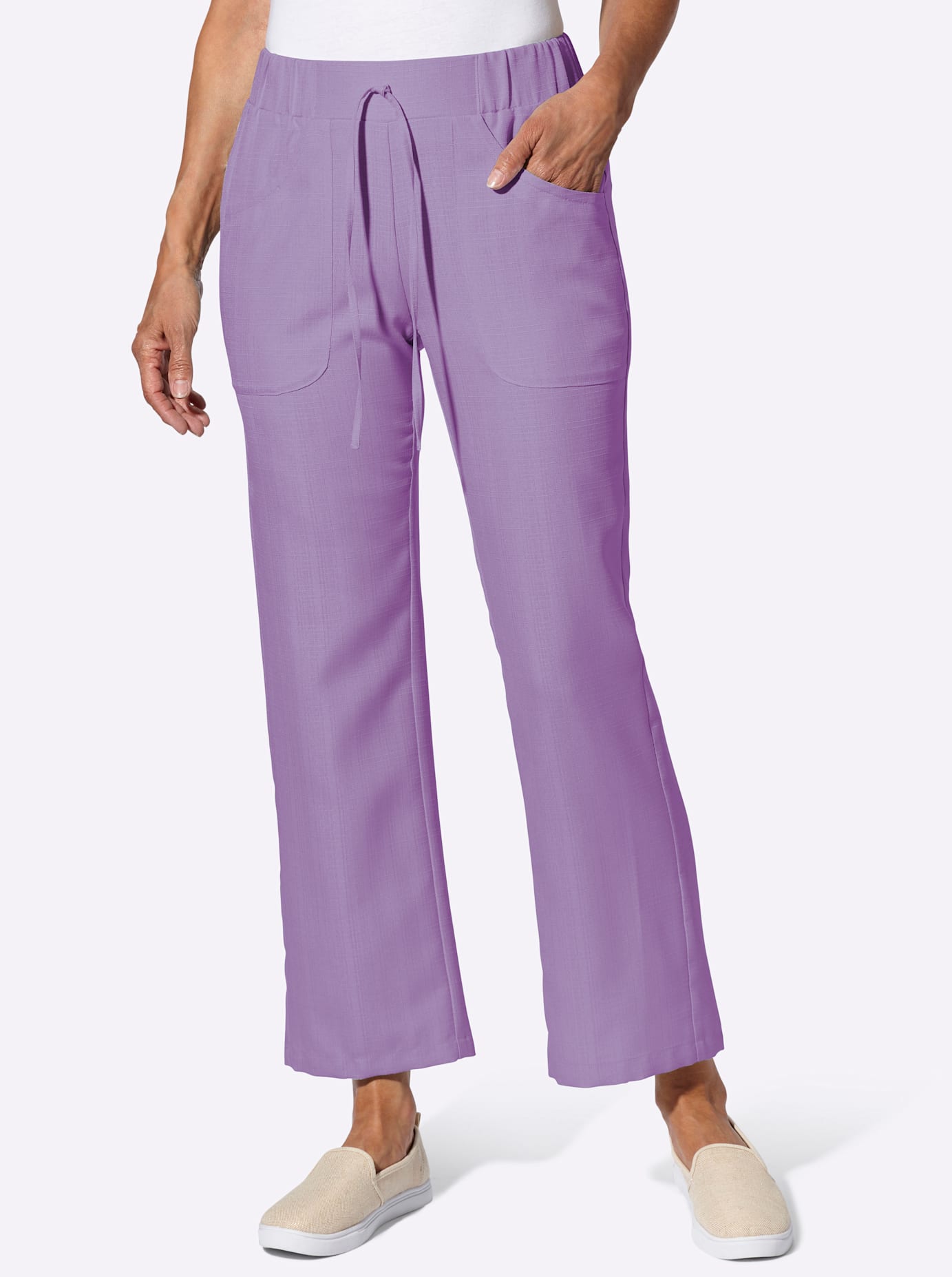 Schlupfhose CLASSIC BASICS, Damen, Gr. 54, Normalgrößen, lila (lavendel), 100% Polyester, unifarben, Hosen Schlupfhose