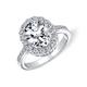 Personalize Traditional Vintage Style Brilliant Cut Cubic Zirconia AAA CZ Promise 4CT Oval Pave Halo Engagement Ring For Women .925 Sterling Silver Customizable