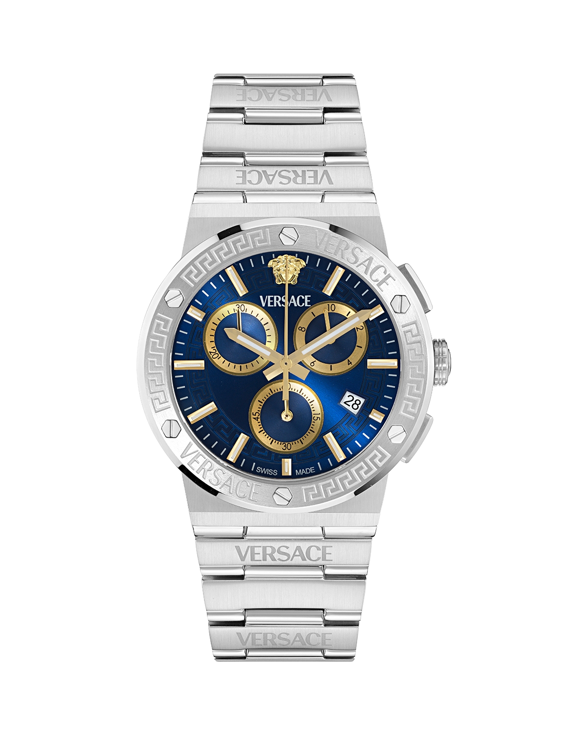 Versace Greca Logo Bracelet Watch, 40mm - Blue/Silver