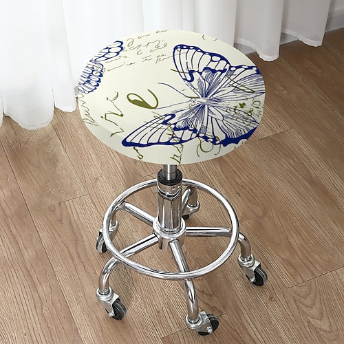 Elastische, bedruckte runde Hockersitzbezüge (1/2/4/6 Stück), staubdicht Fleckenabweisende Stuhlhussen für Zuhause, Wohnzimmer, Schlafzimmer, Bar Drehhocker Image