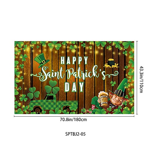 Grünes irisches Banner zum St. Patrick's Day, Kleeblatt Koboldmotiv, Gartenparty-Dekoration, Fotohintergrundstoff, goldene Akzente für die Feier zum St. Patrick's Day. Image