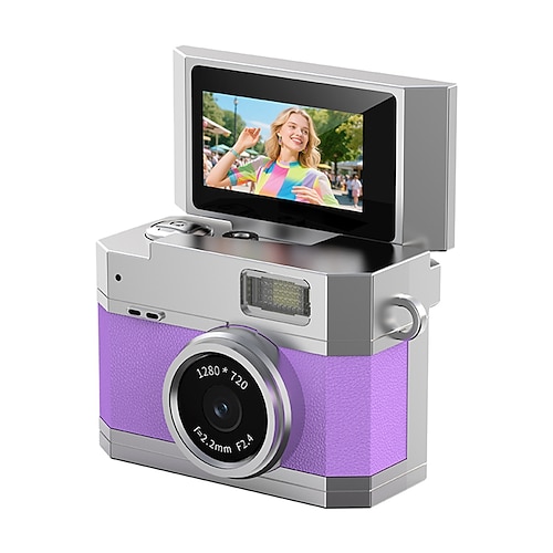 Neue Daumengroße Klappbildschirm Mini-Kamera Retro Digitalkamera Mini mit Lanyard 180 Klappbildschirm Videomodus Multi-Stil Schönheitsfilter Valentinstagsgeschenk Image