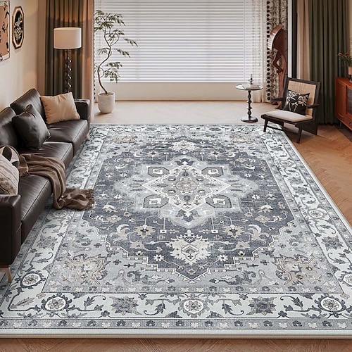 Amerikanischer Vintage-Teppich fürs Wohnzimmer, pflegeleichter Kunstkaschmirteppich, strapazierfähig, weich und komfortabel, ideal für Zuhause, stilvoller und praktischer Teppich Image