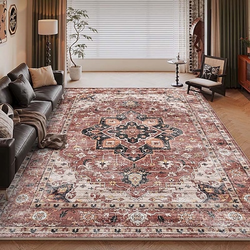 Amerikanischer Vintage-Teppich fürs Wohnzimmer, pflegeleichter Kunstkaschmirteppich, strapazierfähig, weich und komfortabel, ideal für Zuhause, stilvoller und praktischer Teppich Image