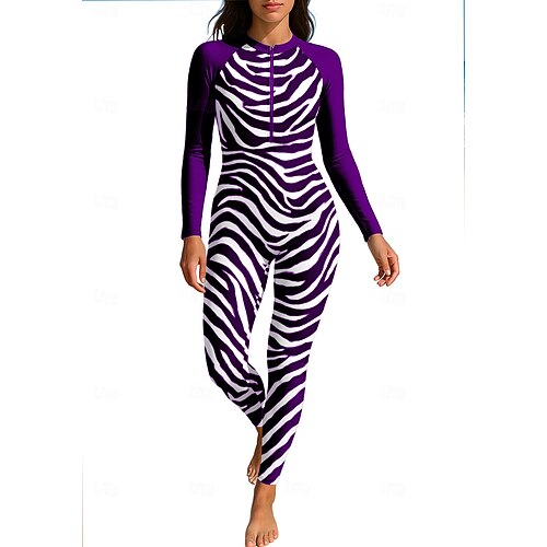 Damen Anti UV Shirt Ganzkörper-Bademode Diveskin-Anzug Blumenmuster Frontreißverschluss UPF50 Schnelltrocknend Hohe Elastizität Langarm Bademode Surfen Tauchen Schnorcheln Sommer Image