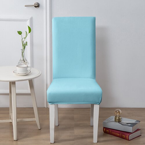 1 Stuhlbezug in einfarbiger Ausführung, elastischer Küchenstuhlbezug/Restaurantstuhlbezug, abnehmbar und waschbar, geeignet für den Einsatz zu Hause, im Hotel und bei Banketten. Image