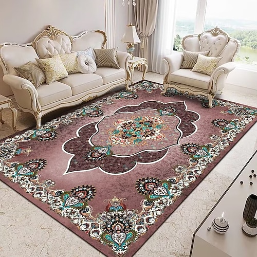 Teppich in Kaschmiroptik, amerikanischer Luxusstil für Wohn- und Schlafzimmer, nordische Vintage-Fußmatte, persischer Ethno-Teppich für den Nachttisch, weiche und elegante Fußmatte für die Image