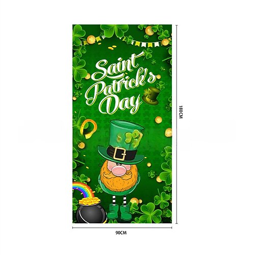 Flagge zum St. Patrick's Day, irisches Kleeblatt Grünes Blattmotiv, halbrunde Zaundekoration, irische Flagge zum St. Patrick's Day für festliche Außendekoration. Image