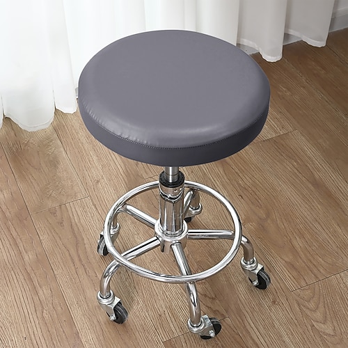 Runde Stuhlhussen aus robustem PU-Leder (1/2/4/6 Stück), elastische, waschbare Stuhlsitzbezüge für Esszimmerstühle, Küche und Restaurant Partydekoration Image
