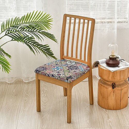 Sitzbezüge für Esszimmerstühle, geometrisch bedruckte Bürostuhl- und Hockerbezüge aus Stretch-Polyester für Zuhause, Büro und Arbeitszimmer Image