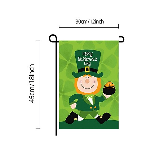 Gartenflagge zum St. Patrick's Day, grünes Blatt Kleeblatt-Design, irische Festtags-Gartendekoration, St. Patrick's Day Partydekoration für Garten oder Terrasse.