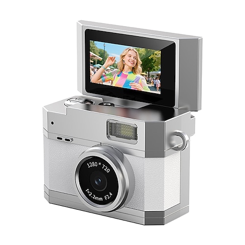 Neue Daumengroße Klappbildschirm Mini-Kamera Retro Digitalkamera Mini mit Lanyard 180 Klappbildschirm Videomodus Multi-Stil Schönheitsfilter Valentinstagsgeschenk