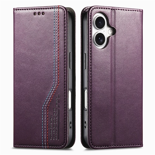 Handy Hülle Handyhüllen Für iPhone 17 Air 16 15 14 Pro Max Plus 16e 13 Pro Max Brieftaschenhülle Flip-Cover Kartenfach Stoßfest Retro TPU PU-Leder Image
