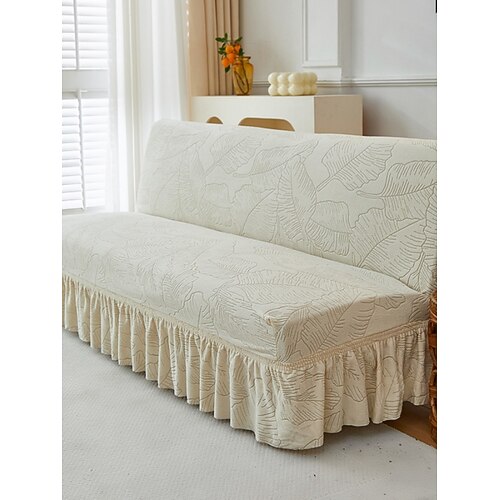 1 Stück hochelastischer Jacquard-Samt-Sofabettbezug im Rockstil, vollständig faltbarer, armloser Sofabettbezug, integrierter Ganzjahres-Sofabezug für den Wohnzimmergebrauch Image