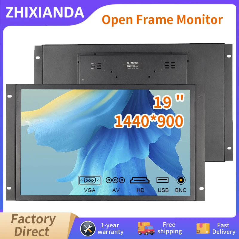 Zhixianda 19-Zoll-Monitor mit offenem Rahmen Breitbild 1440 x 900 cm kapazitives resistives Touch-Industrie-LCD-Display für Geräte Image