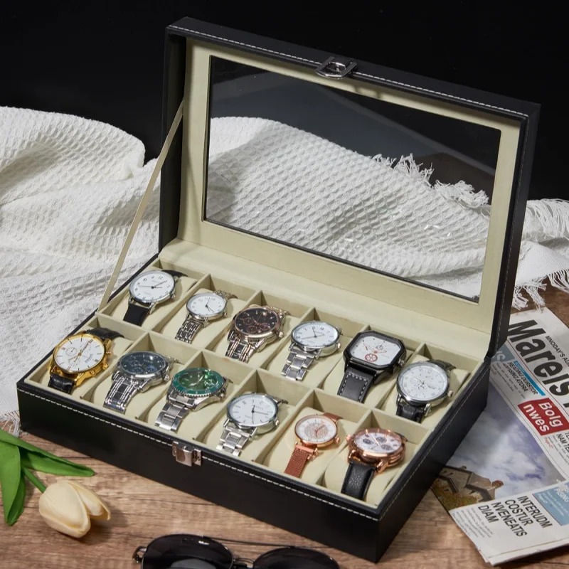 PU Leder Uhr Organizer Box Uhr Vitrine Uhr Reise Veranstalter Fach Uhr Sammlung Lagerung Halter Für Frauen Image