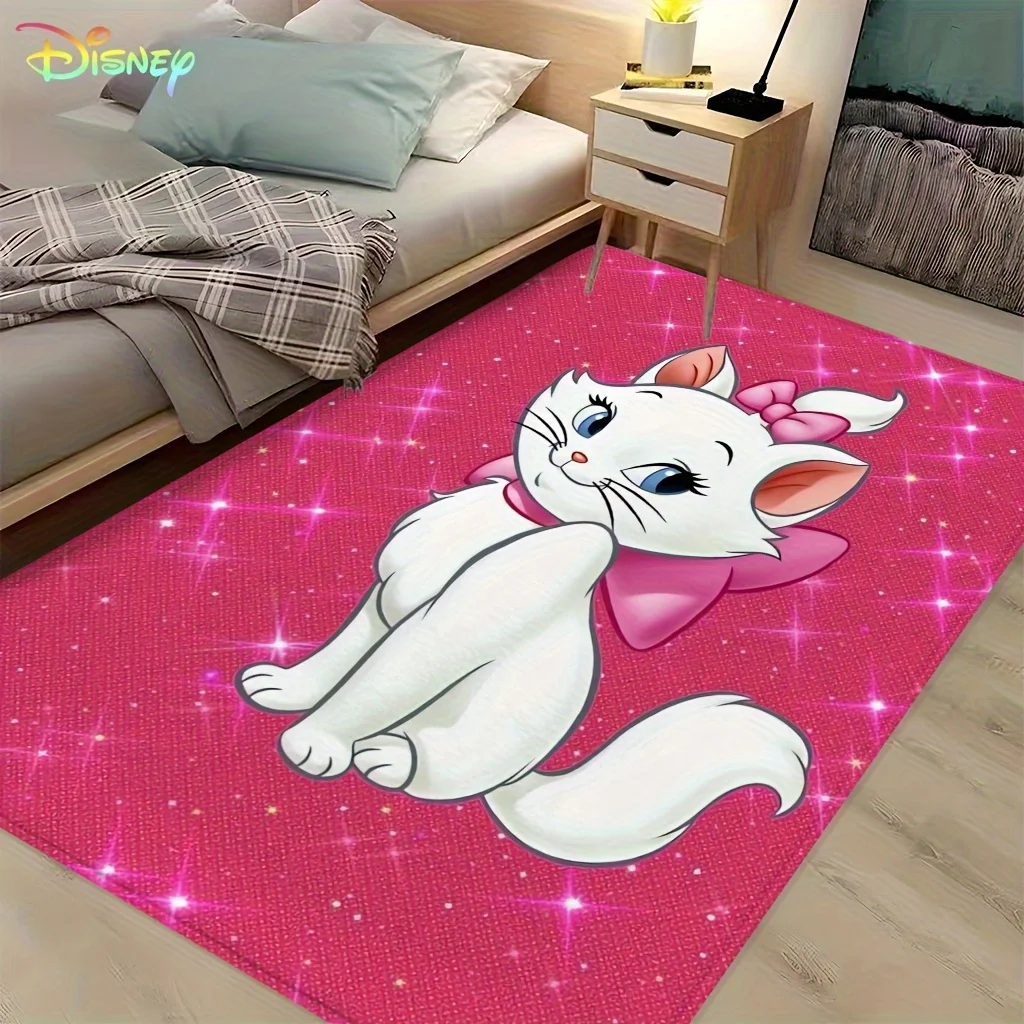 1 Stück Disney Marie Cat rutschfeste Läufermatte – süße Marie-Katze mit rosa Akzenten, weiche rosa-weiße Bodenmatte für den Eingangsbereich, Wohnen