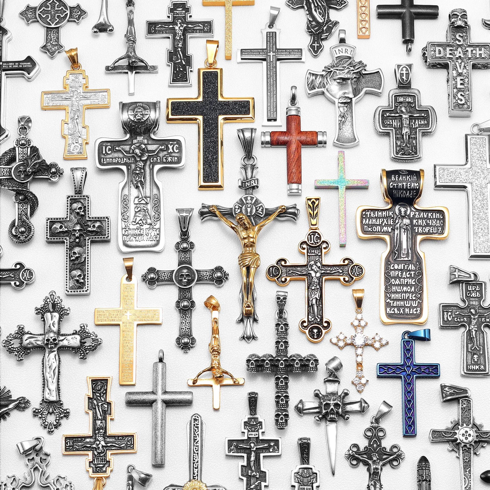 Vielzahl Kreuz Halsketten 316L Edelstahl Männer Personalisierte Kreuze Anhänger Kette Religion Hiphop Rap für Paar Schmuck Geschenk Image