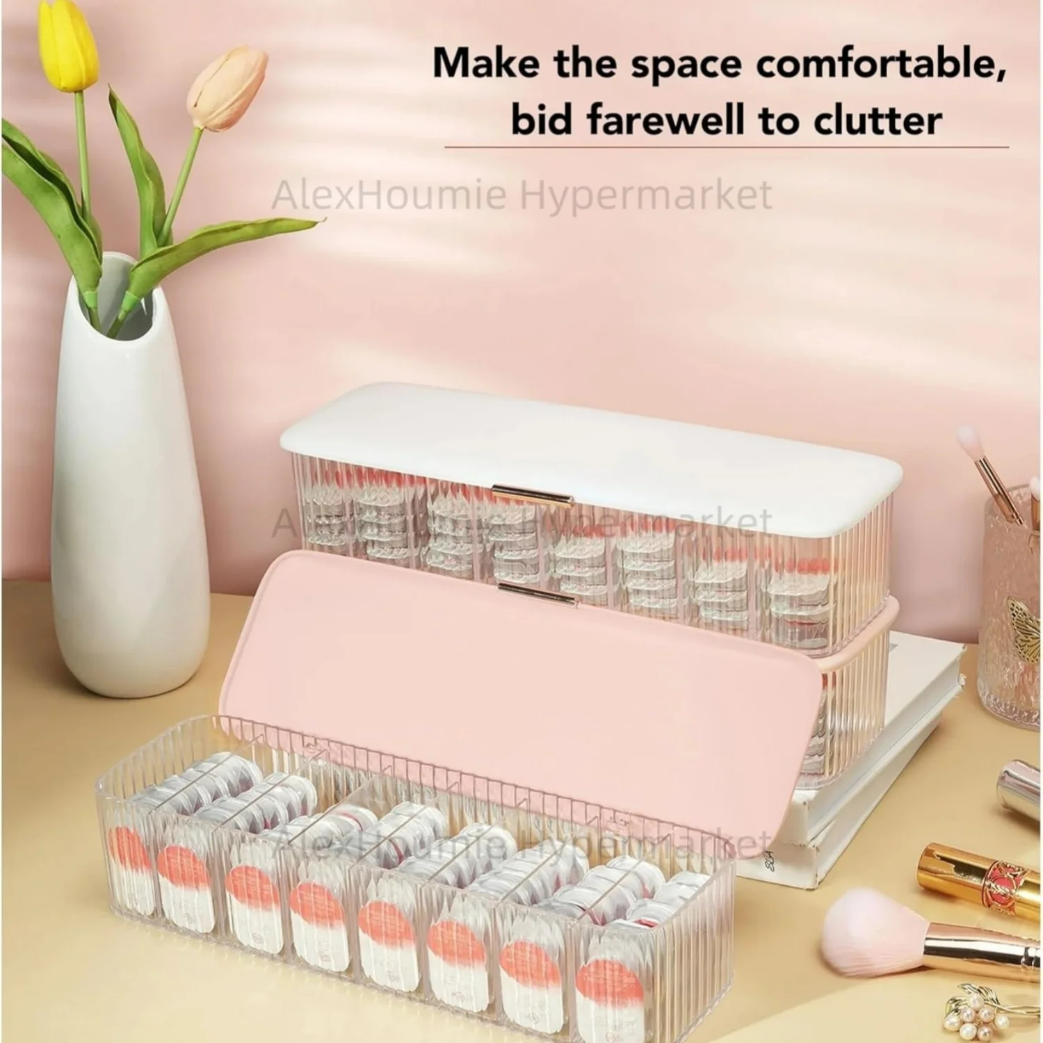 Distributeur quotidien de lentilles de contact avec organisateur à 8 compartiments Distributeur de lentilles de contact jetable Boîte en plastique transparent pour toutes les lentilles quotidiennes