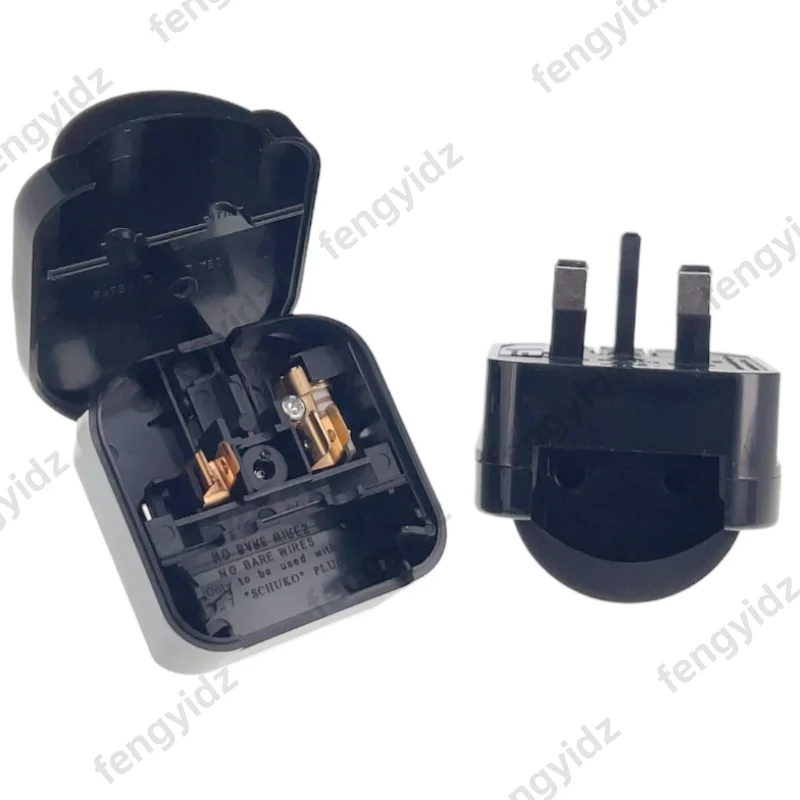 Fengyi EU-zu-UK-Stecker-Adapterkasten-Typ, rund, zwei Stifte, umwandeln in 3-polige Umwandlung, elektrischer Netzstecker, Rasiererstecker mit verschmolzenem 13 A Image