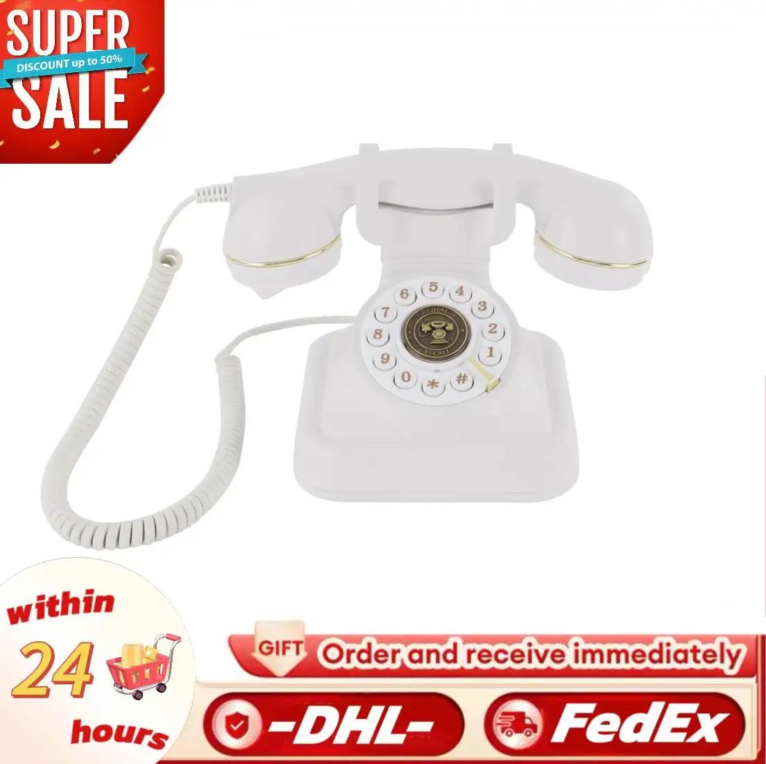 Vintage Corded Telephone Retro Landline Phones for Home/Office/Hotel Make A Call Or Decoration