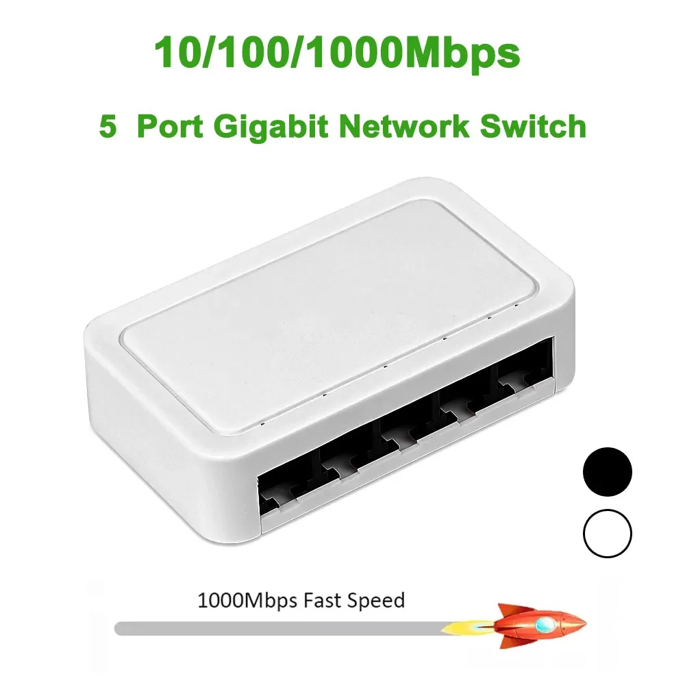 Switch di rete Gigabit 10/100 /1000Mbps 5 porte SPINA UE USA Switch Ethernet Internet Splitter Desktop RJ45 Hub
