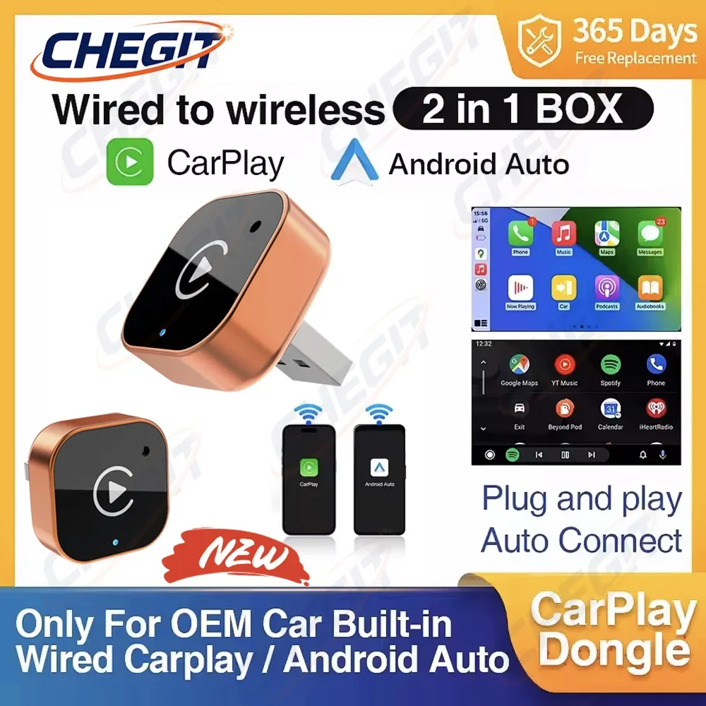 2in1 Verkabelt Zu Wireless CarPlay Adapter Android Auto Dongle Smart AI Box Hohe Qualität Auto Zubehör Intelligente System Image