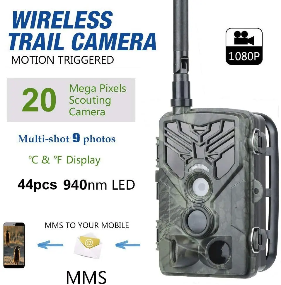 Trail Jagd Kamera 2G MMS SMS GSM 20MP 1080P Infrarot Drahtlose Mobilfunk Mobile Nachtsicht Wildlife Jagd Kamera HC810M Image