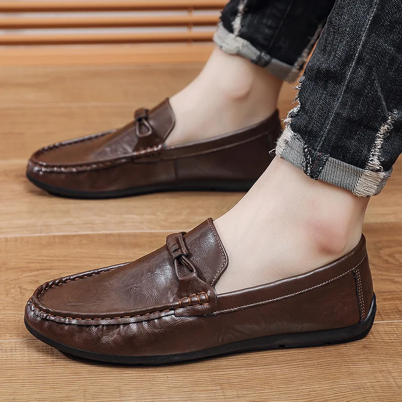 Sommer-Herren-Loafer mit weicher Sohle, Herren-Lederschuhe, bequeme Fahrschuhe Image