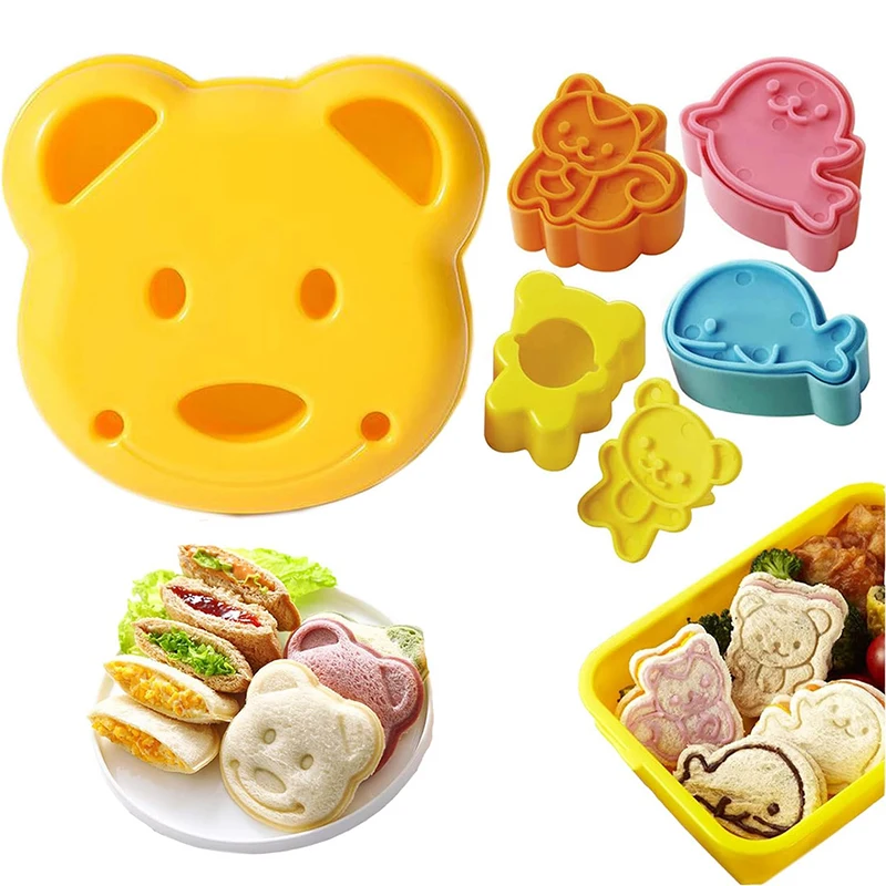 4/5 Stück Reisball-Keks, kleine Tier-Mini-Sandwichform, Kinder-Keksform-Set aus PP-Kunststoff, Backzubehör