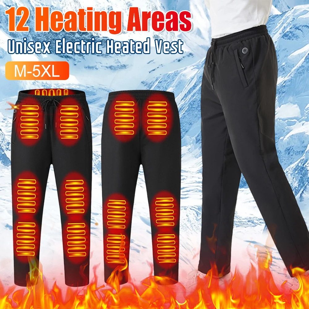 Intelligente Heizhose, 12 Heizzonen, 3 Geschwindigkeiten, verstellbare elektrisch beheizte Hose für Outdoor-Aktivitäten, Arbeit im Innenbereich, Wandern Image