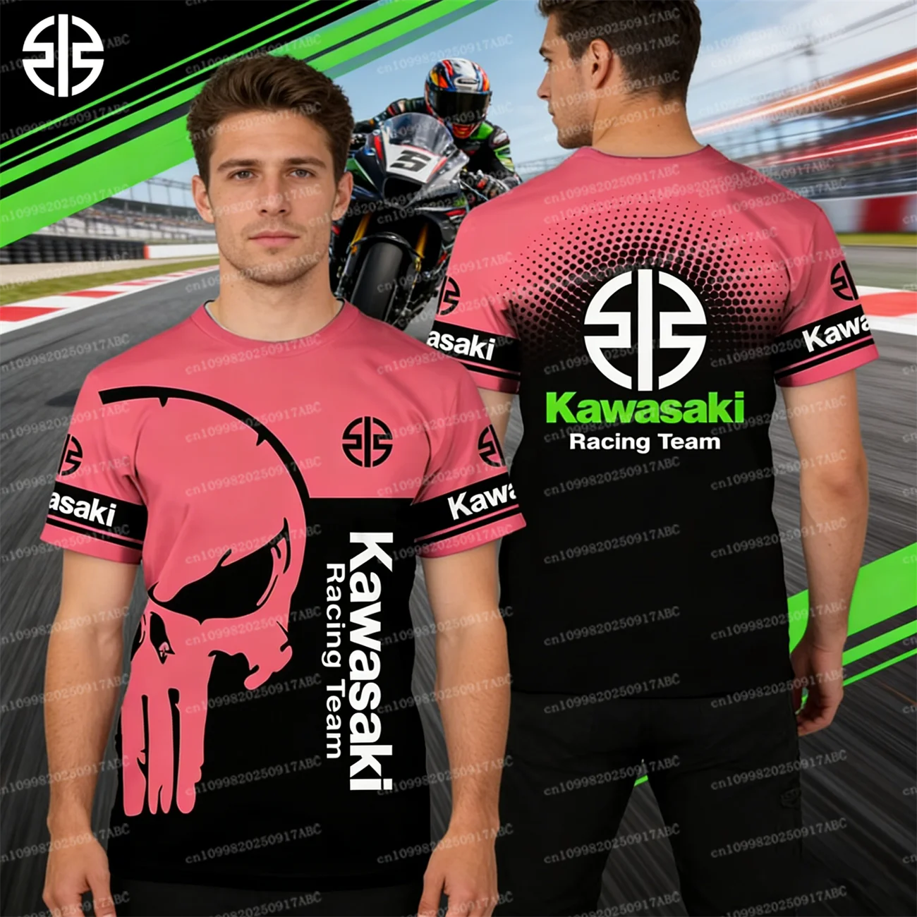 (Kawasaki) Motorrad Kawasaki T-shirt Logo Sommer Männer T-shirt Y2K 3D Gedruckt Casual T-shirt frauen kinder Straße Große top