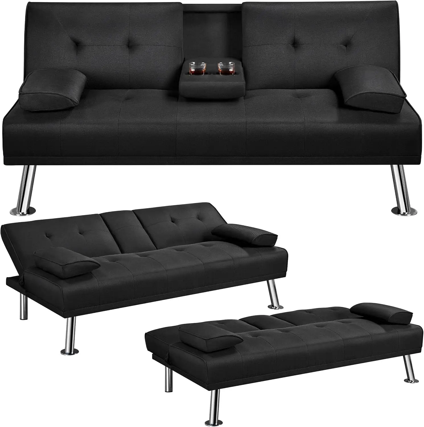 Klappbares Schlafsofa Couch Sofa mit Schlaffunktion Bettsofa mit großem Liegefläche von 167 cm L × 94 cm B für Wohnzi