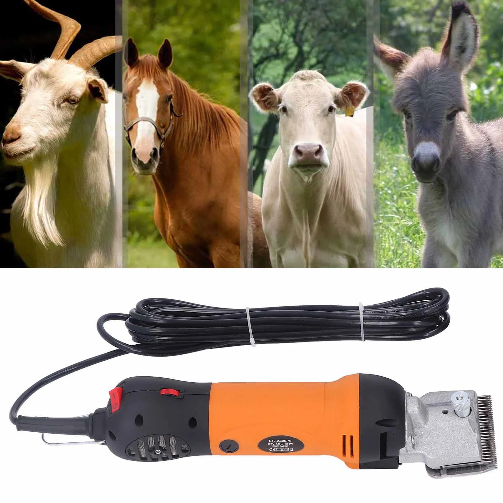 690 W Schaf-Pferdeschneidemaschine Orange Professionelles elektrisches Pflegeset mit Geschwindigkeitsregelung Pferdehaarschere Professioneller Schafschneider Image