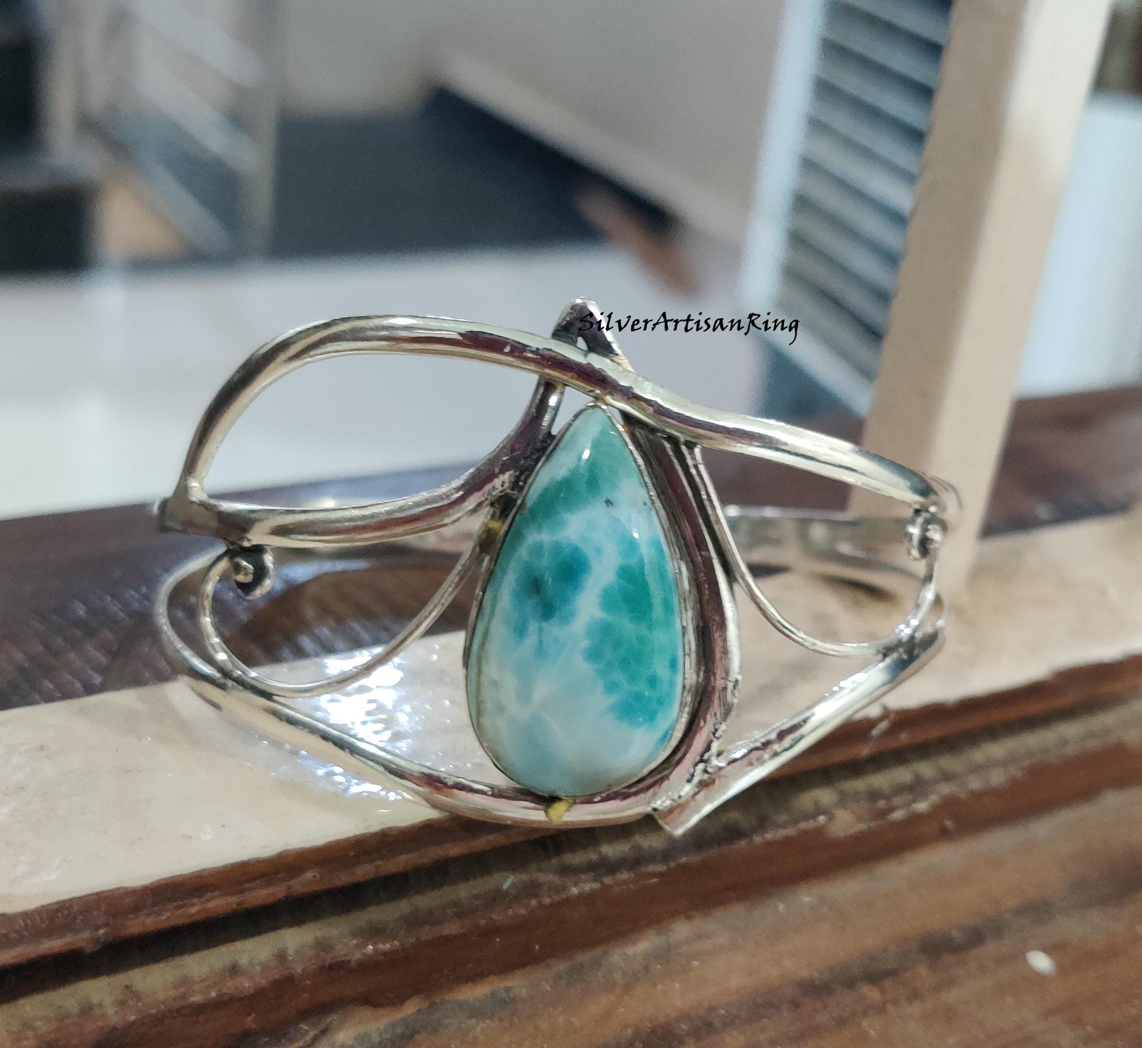 Bracciale in larimar * Argento sterling 925 * Bracciale fatto a mano * Bellissimo bracciale * Bracciale elegante * Bracciale regolabile da donna * Gio